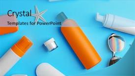  Presentation with sun - PPT layouts enhanced with protection creams on blue background background and a cyan colored foreground