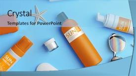  Presentation with sun star - Audience pleasing PPT theme consisting of sun protection creams on blue backdrop and a light blue colored foreground
