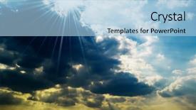  Presentation with sky blue - Amazing PPT theme having sun rain - thunderclouds on blue sky backdrop and a  colored foreground
