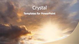  Presentation with sky sun - PPT theme featuring sun rays in sunset sky background and a gray colored foreground