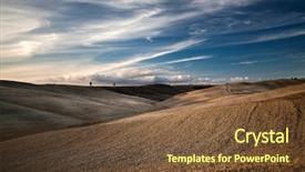  Presentation with modern agriculture icons and field - Slide deck with sun rays light brown - autumn landscape - textured agricultural background and a tawny brown colored foreground