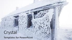  Presentation with sun rise - Presentation theme featuring sun rise tree - snow and ice covered hut background and a light blue colored foreground