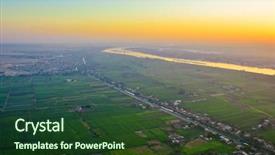  Presentation with nile river - Audience pleasing slide set consisting of sun rising above nile egypt backdrop and a tawny brown colored foreground