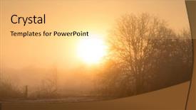  Presentation with sun rise back ground - Presentation having sun rising just above horizon background and a yellow colored foreground