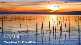  Presentation with water sun - Beautiful presentation featuring sun rising over the lake water backdrop and a ocean colored foreground