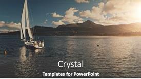  Presentation with sailboat - Beautiful slide deck featuring sun-sailboat-at-ocean-bay backdrop and a dark gray colored foreground
