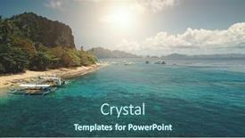  Presentation with nature sun trees - Colorful PPT theme enhanced with sun-sand-beach-at-green backdrop and a ocean colored foreground