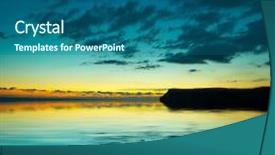  Presentation with water blue sky and peaceful - Slides with sun set - dramatic sky over water background and a ocean colored foreground
