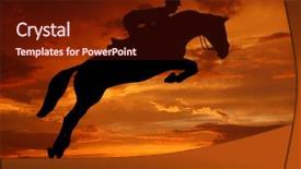  Presentation with rider - Colorful PPT layouts enhanced with sun set - silhouette of a rider backdrop and a tawny brown colored foreground