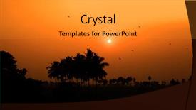  Presentation with rural india paddy field green - Beautiful theme featuring sun set over paddy fields backdrop and a gray colored foreground