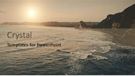  Presentation with sea sun - Slides featuring sun-set-seascape-of-sea background and a coral colored foreground