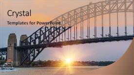  Presentation with sydney harbour bridge - Colorful slide set enhanced with sun sets over harbour bridge backdrop and a coral colored foreground