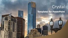  Presentation with melbourne - Presentation design having sun-sets-over-the-city background and a gray colored foreground