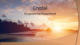  Presentation with romantic - PPT layouts with sun setting on a tropical background and a coral colored foreground