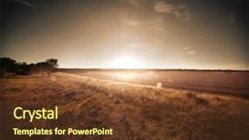  Presentation with farmland - PPT layouts with sun setting over rural farmland background and a tawny brown colored foreground