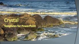  Presentation with beach rocks - Colorful presentation theme enhanced with sun setting over the rocks backdrop and a tawny brown colored foreground