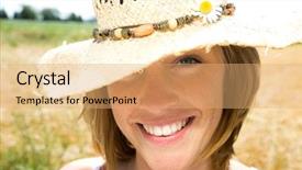  Presentation with hat - PPT layouts featuring sun shadows - hat background and a coral colored foreground