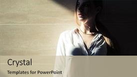  Presentation with appearance - Slide deck consisting of sun shadows - portrait of a young girl background and a soft green colored foreground