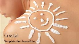  Presentation with cream - Beautiful PPT theme featuring woman with sun-shaped sun backdrop and a coral colored foreground