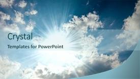  Presentation with sky sun - Presentation theme featuring sun shining and some clouds background and a light blue colored foreground