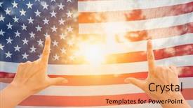  Presentation with pine trees sun shining through - Slides enhanced with sun shining through american flag background and a coral colored foreground