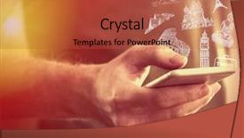  Presentation with banquet server hand tray - Presentation theme featuring sun signs - hand holding smartphone with travel background and a red colored foreground