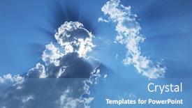  Presentation with clouds - Beautiful PPT theme featuring sun-slanting-among-from-white backdrop and a teal colored foreground