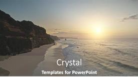  Presentation with cliff - Cool new theme with sun-sunrise-at-ocean-waves backdrop and a gray colored foreground