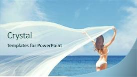  Presentation with sporty - Presentation design featuring sun wind - fit and sporty young girl background and a sky blue colored foreground