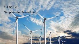  Presentation with windmills - Slide set consisting of sun wind energy - windmills background and a light blue colored foreground