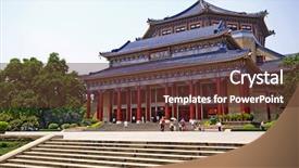  Presentation with china guangzhou - PPT theme having dr house - sun yat-sen memorial hall background and a tawny brown colored foreground