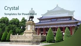  Presentation with china guangzhou - Theme having dr house - sun yat-sen memorial hall background and a sky blue colored foreground