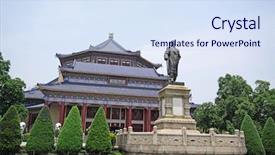  Presentation with china guangzhou - PPT layouts having dr house - sun yat-sen memorial hall background and a sky blue colored foreground