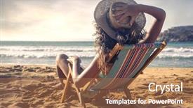  Presentation with beach - Beautiful presentation theme featuring sunbathing - beach backdrop and a  colored foreground