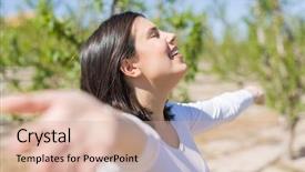  Presentation with beautiful black women smiling - PPT theme consisting of sunbathing - beautiful young woman smiling cheerful background and a coral colored foreground