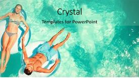  Presentation with cannon ball into pool - Audience pleasing PPT layouts consisting of sunbathing - couple relaxing on lilos backdrop and a seafoam green colored foreground