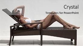  Presentation with tan - Slides having sunbathing in bikini on chaise background and a light gray colored foreground