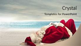  Presentation with beach toys on sand - Slide set consisting of sunbathing lying on the beach background and a light gray colored foreground