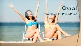  Presentation with shells beach summer holiday - Slide deck with sunbathing on the beach chair background and a  colored foreground