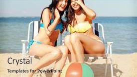  Presentation with shells beach summer holiday - Cool new slide deck with sunbathing on the beach chair backdrop and a  colored foreground