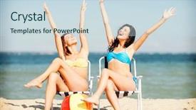  Presentation with summer holiday move - Theme consisting of sunbathing on the beach chair background and a sky blue colored foreground