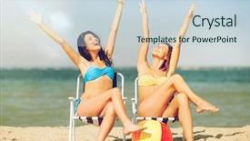  Presentation with shells beach summer holiday - Cool new presentation theme with sunbathing on the beach chair backdrop and a lemonade colored foreground