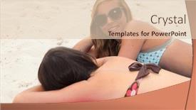  Presentation with teens - Presentation theme featuring sunbathing teens background and a lemonade colored foreground