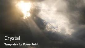  Presentation with storm clouds - Slides with sunbeams-through-black-storm-clouds background and a dark gray colored foreground