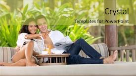  Presentation with comfort in nursing - PPT theme featuring sunbed in beautiful green resort background and a yellow colored foreground