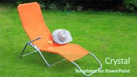  Presentation with orange and grey - Beautiful slides featuring sunbed standing on green grass backdrop and a  colored foreground