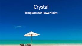  Presentation with paradise - Beautiful presentation design featuring sunbeds on the tropical backdrop and a dark gray colored foreground