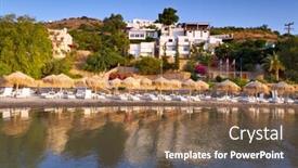  Presentation with antique crete - Colorful slide set enhanced with sunbeds-with-parasols-at-mirabello backdrop and a violet colored foreground