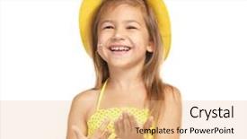 Presentation with sunscreen - Slide deck having sunblock - adorable little girl applying sunscreen background and a  colored foreground