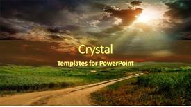  Presentation with green hills - Slides consisting of sunburst - country road through the green background and a tawny brown colored foreground